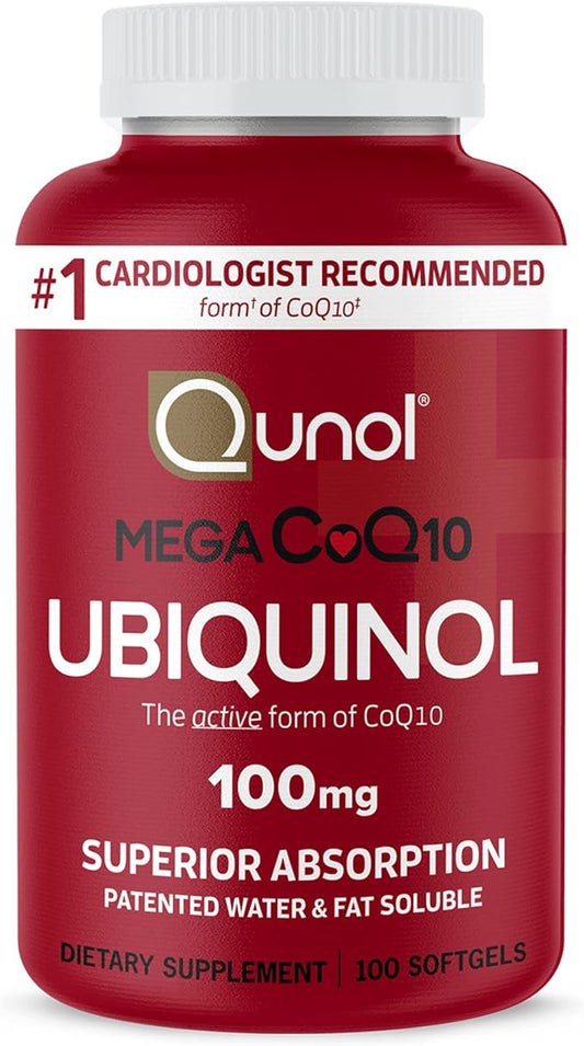 Qunol Mega Ubiquinol 100mg CoQ10, Superior Q10, Antioxidant 100 Count