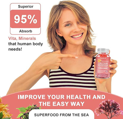 1200mg Calcium Gummies with D3,K2,Zinc -(1pack)