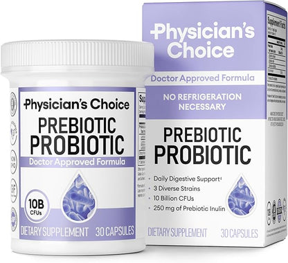 Physician's CHOICE Prebiotic-Probiotic - Multi-Strain Probiotics & Synergistic Prebiotics -Designed for Digestive Health, Supporting Gut Microbiome - Powerful PrePro for Gut Health - for Women & Men