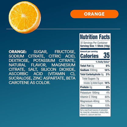 DripDrop Hydration - Orange - Electrolyte Drink Mix Single Serve Powder Packets | Non-GMO, Gluten Free, Vegan | 32 Sticks