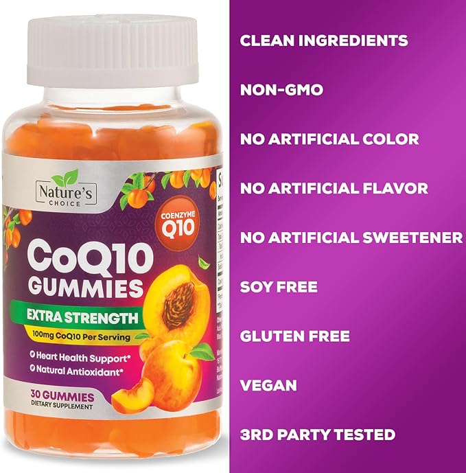 CoQ10 100mg Gummies 3X Better Q10 Vitamins, 10 Supplements, 30 CoQ10 CoQ10 Gummies