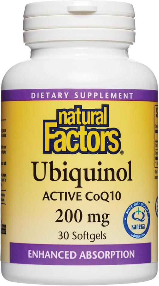 Natural Factors, Ubiquinol Active CoQ10 200 Q10 Supplement 200mg, 30 30 Count 1)