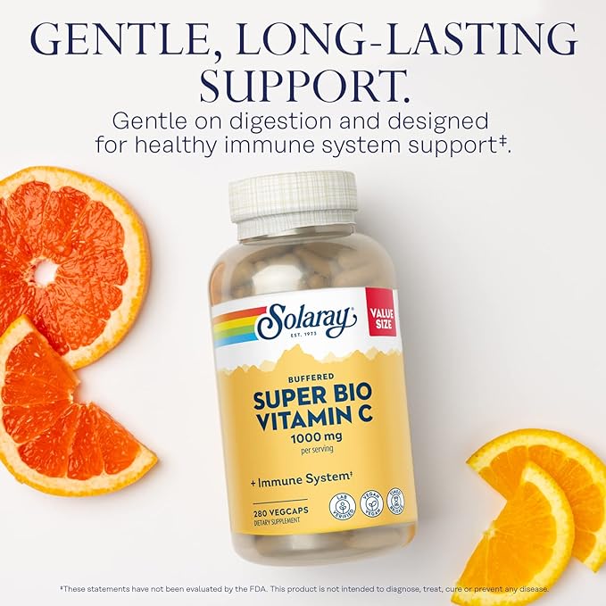 SOLARAY Super Bio Vitamin C 1000mg, 60 Day 140 Servings, 280 VegCaps