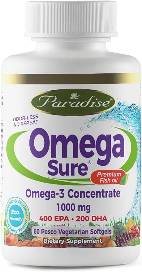 Paradise Herbs Omega-Sure, Omega-3 Concentrate, Premium 60 Count