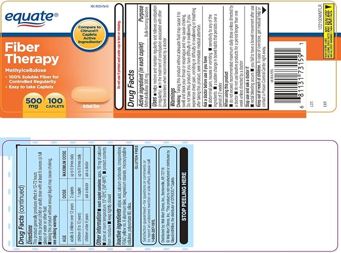 Fiber Therapy Methylcellulose 500mg,100ct (Pack of 1)