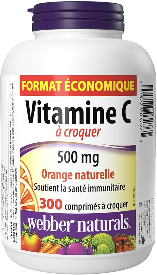 Webber Naturals Vitamin C, 300 Chewable 500 mg
