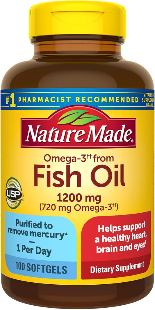Nature Made Omega 3 Fish Oil 1200 mg, 3 Fish 3 Supplement 100 Softgels