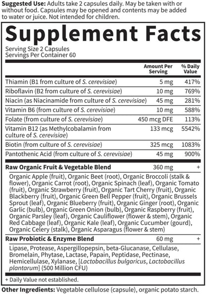 Garden of Life Vitamin B Complex 120 Vegan B6, Folate B12 as