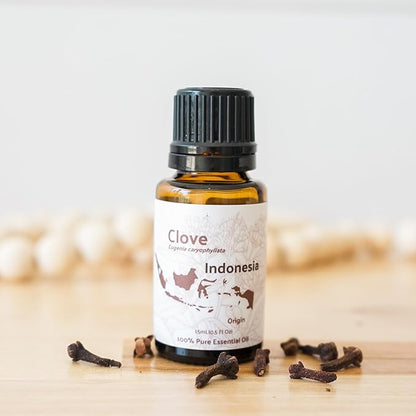 100% Pure Clove Essential Oils - Direct from Indonesian Essential Oils - Essential Oils for Diffusers Aromatherapy & Humidifiers (15ml) | Natural Cold-Pressed