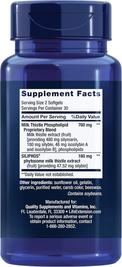 Life Extension Advanced Milk Thistle, silymarin, 60 softgels