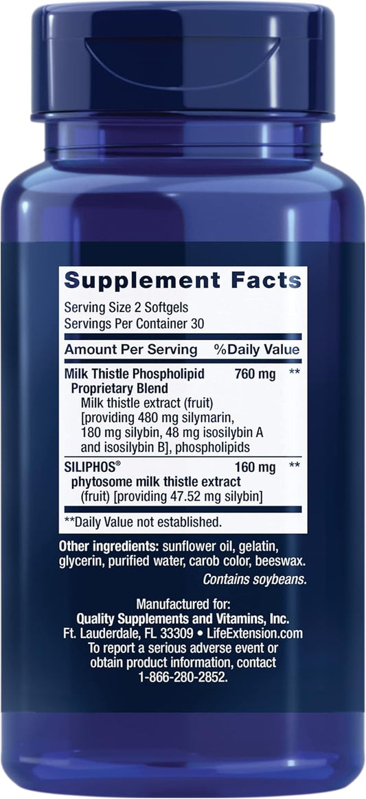 Life Extension Advanced Milk Thistle, silymarin, 60 softgels