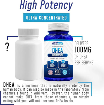 We Like Vitamins DHEA 100mg 200 Capsules 200 Day