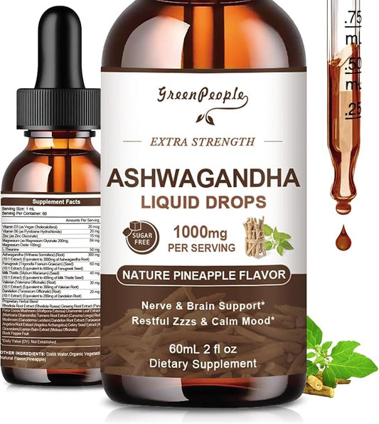 Ashwagandha Liquid Supplement Extra Strength w/L 2 Oz