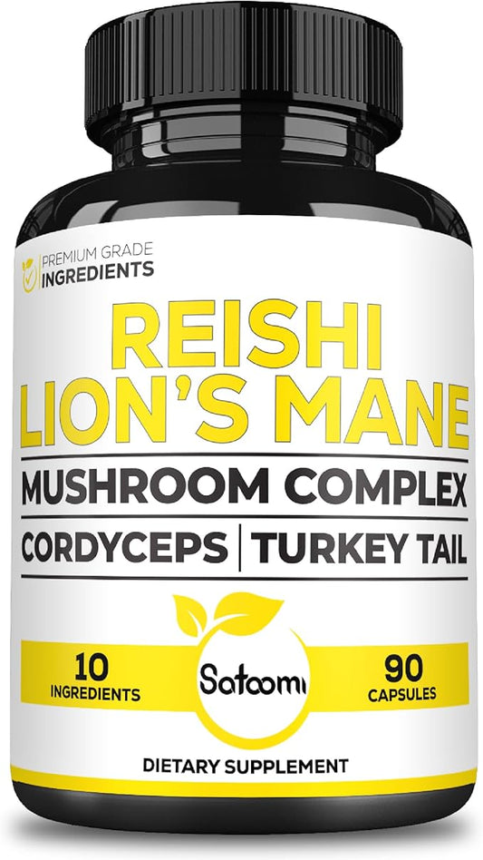 Satoomi 10in1 Reishi Mushroom Capsules 5000Mg 10in1 Mushroom 90 Capsules 3 Months