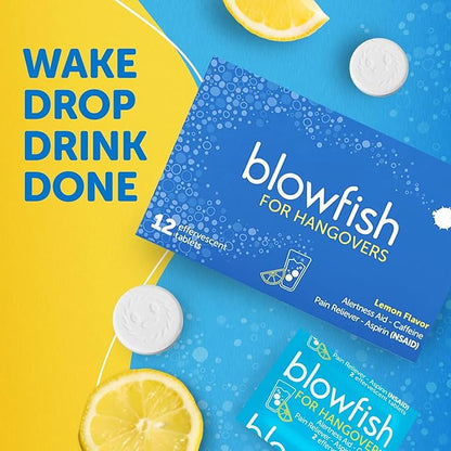 Blowfish for Hangovers | Fast, Effective Hangover Relief | Works in 15 Minutes | Hydrates, Relieves Headache, and Boosts Energy in One Step (4 Boxes)