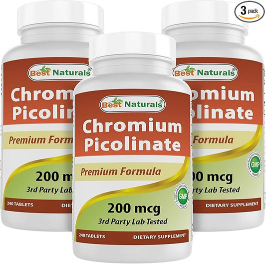 Best Naturals Chromium Picolinate 200 mcg 240 Tablets (240 Count (Pack of 3))