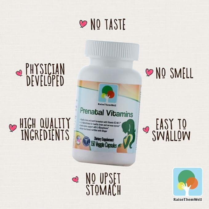 Physician Developed Prenatal Vitamin with Vitamins K2 MK-7, Methylfolate, and Glutathione | 150 Veggie Capsules