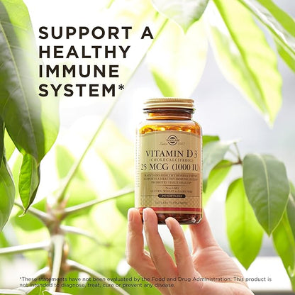 Solgar Vitamin D3 (Cholecalciferol) 25 MCG (1000 IU), 250 Softgels 250 Servings