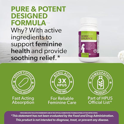 Intimate Rose Boric Acid Suppositories - Manages Odor - Promote pH Balance for Women Vaginal-Health - 30-Count Medical Grade Boric Acid (600mg)