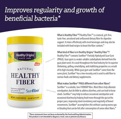 Healthy Origins Healthy Fiber - Clear Mixing (Sunfiber), 225 g - Gut Health Supplements for Women & Men - Fiber Powder Dietary Supplement - Gluten-Free Supplement - 7.9 Oz