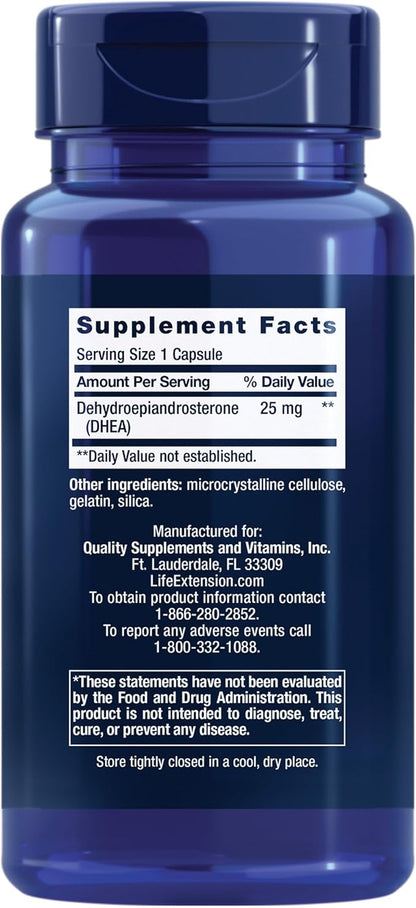 Life Extension DHEA 25mg and Optimized Ashwagandha - Supplements for Hormone Balance, Stress Relief, Immune and Cognitive Support - 100 Capsules and 60 Capsules