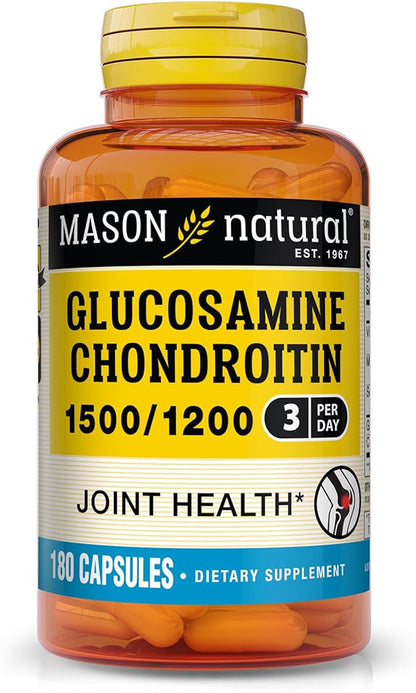 MASON NATURAL Glucosamine Chondroitin 1500/1200 180 Capsules, 2 Month