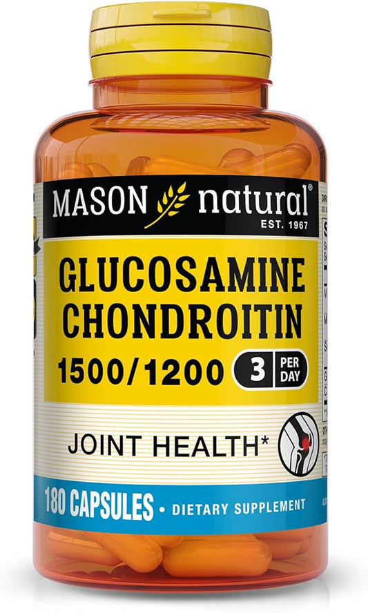 MASON NATURAL Glucosamine Chondroitin 1500/1200 180 Capsules, 2 Month