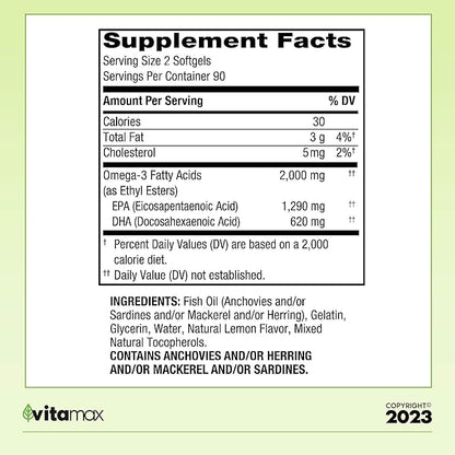 Spring Valley Omega-3 from Fish Oil 2000 mg, 120 Count (2 Items)
