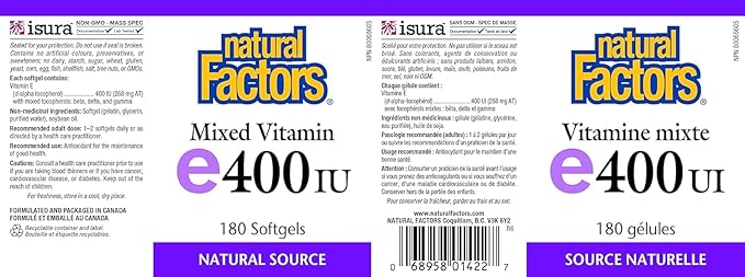 Natural Factors, Mixed Vitamin E 400 180 softgels (180 servings)