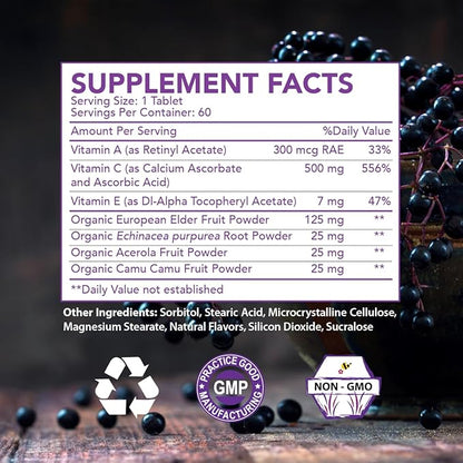 Elderberry Queen Chewable Vitamin C 500mg 60 Count