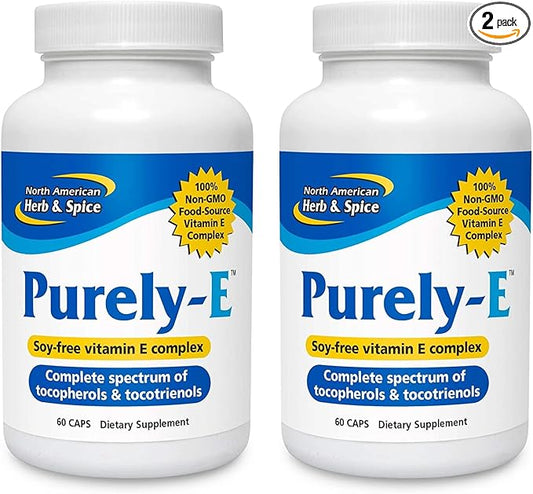 NORTH AMERICAN HERB & SPICE Purely-E 60 Capsules, 2 - 120 Total