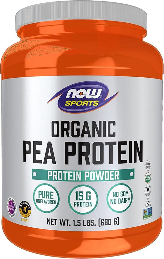 NOW Sports Nutrition, Certified Organic Pea 15 Grams, 1.5-Pound