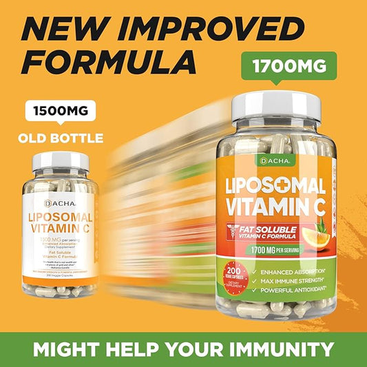 DACHA Natural Liposomal Vitamin C 1700mg, 200 200 Capsules,