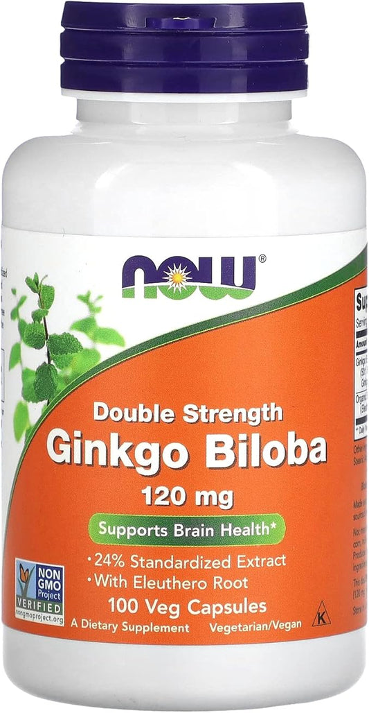 Now Foods Double Strength Ginkgo Biloba, 120 mg, 100 Veg