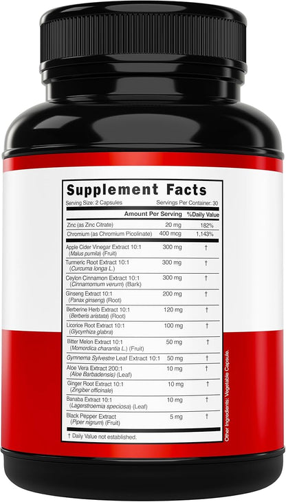 GLP-1 Supplement 14 in 1 Formula (GLP1 Supplement with Berberine, ACV, Chromium, Ceylon Cinnamon, Turmeric & More) Support Gut Health & Metabolism - Third Party Tested, Vegan Safe & USA Made