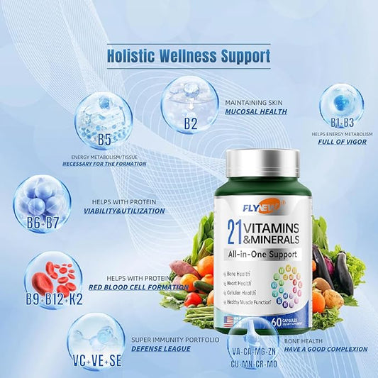 21 Vitamins &Minerals All-in-One Support, Vitamin d3 k2, k2, Vitamin USA-60 Capsules