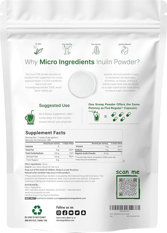 Organic Inulin FOS Powder (Jerusalem Artichoke), 2.2 Pounds (35 Ounce),