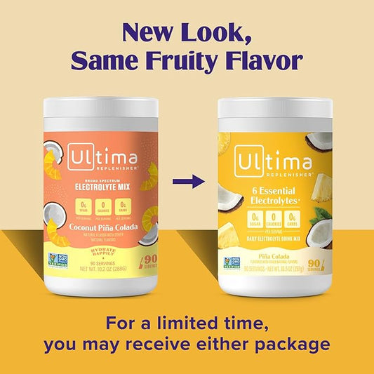 Ultima Replenisher Mocktini Electrolyte Powder Drink Mix – Piña Colada, 90 Servings – Hydration Powder with 6 Electrolytes and Trace Minerals – Keto Friendly, Non-GMO and Sugar-Free