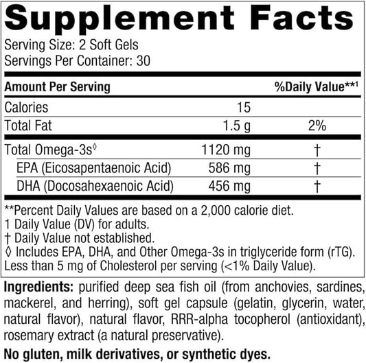 Nordic Naturals Ultimate Omega 2X Mini, 60 Mini 1120 mg Omega-3 - Omega-3 Fish 30 Servings