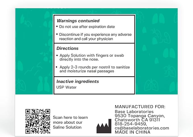 BASE LABORATORIES 3% Saline Solution 3% Concentration 25 Vials 5ml Unit
