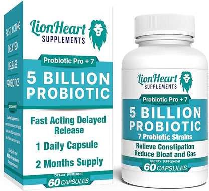 Probiotics for Constipation - Bowel Movement - Bloat and Gas Relief - probiotic Supplement with acidophilus & bifidobacterium - for Men & Women 60 caps
