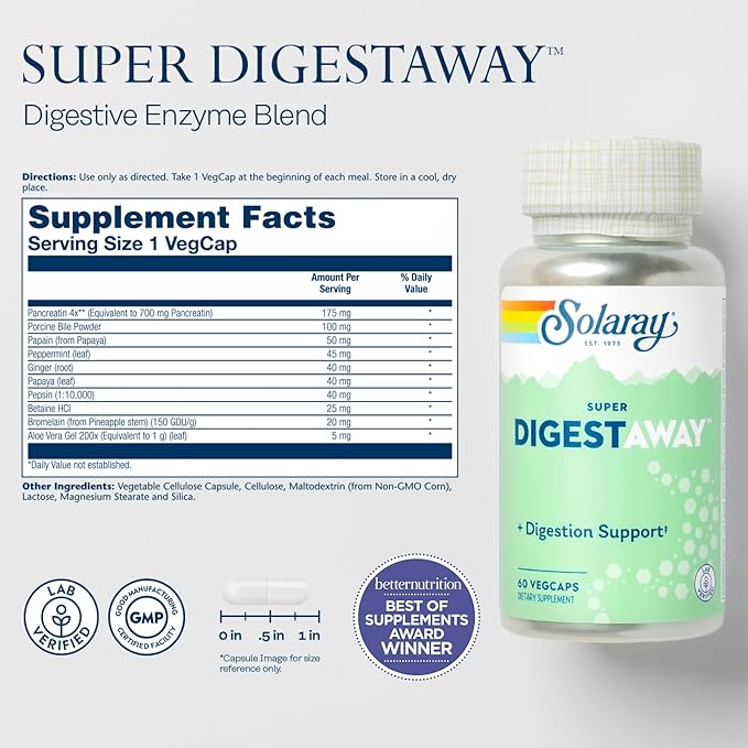 SOLARAY Super Digestaway Digestive Enzymes 60 VegCaps