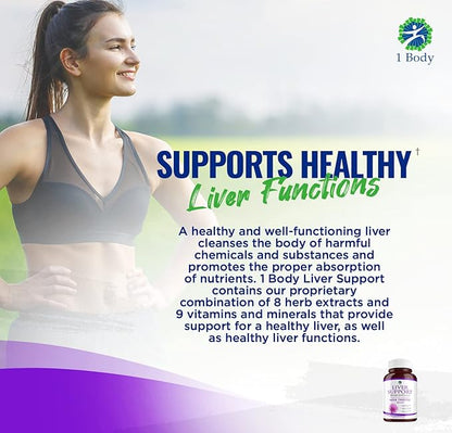 1 Body Liver Support: Twin Pack 60 Capsules
