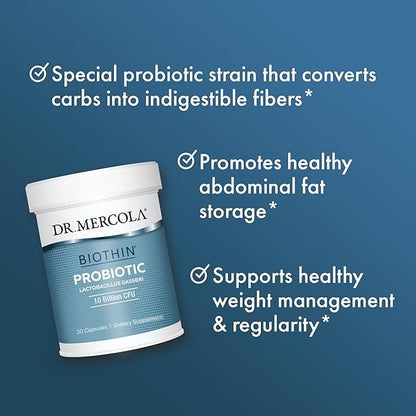 Dr. Mercola Biothin Probiotic 10 Billion 30 Servings (30 Capsules),