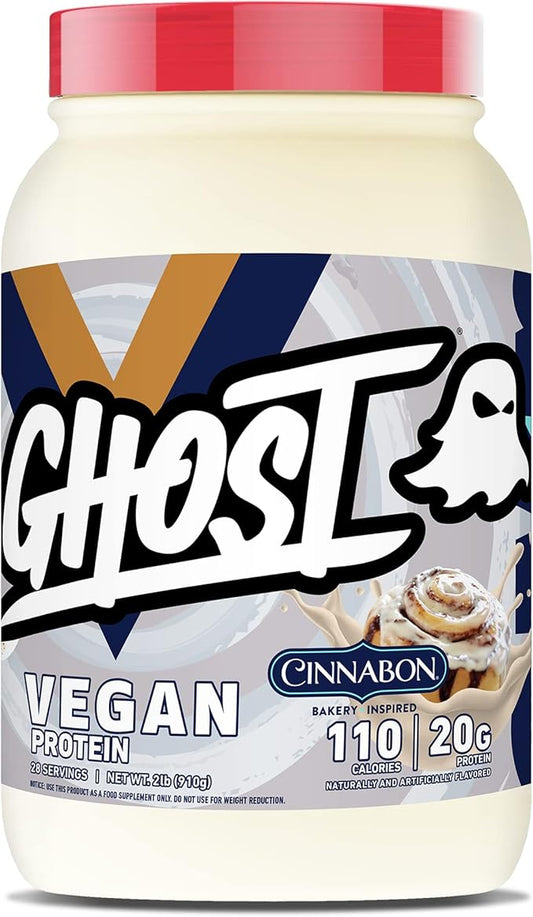 GHOST VEGAN Protein Powder, Cinnabon 2lb, 20g 20g of
