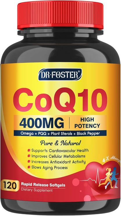 CoQ10 400mg SoftGels COQ10 CQ10 Coenzyme Q10 Supplement, 3, and 120 Servings