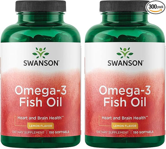 Swanson Omega 3 Fish Oil Supplement 180 mg 120 mg 150 Softgel (2 Pack)