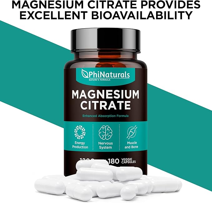 Magnesium Citrate Powder Capsules 400mg – [180 Count]