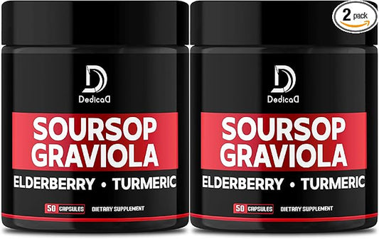 Graviola Soursop Leaves Capsules 9450mg 2 Packs 50 Capsules 100-Day Supply 11in1 Extract