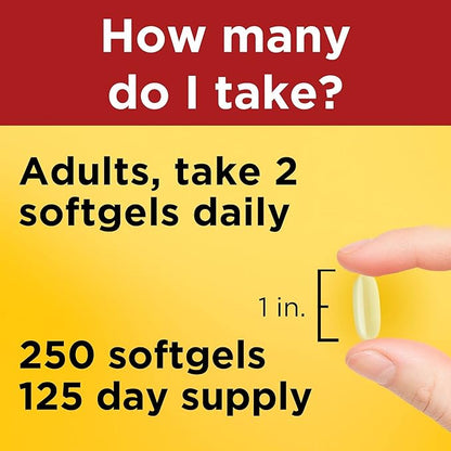 Nature Made Fish Oil 1000 mg 3 Fish 3 Supplement 250 Softgels, 125 Day